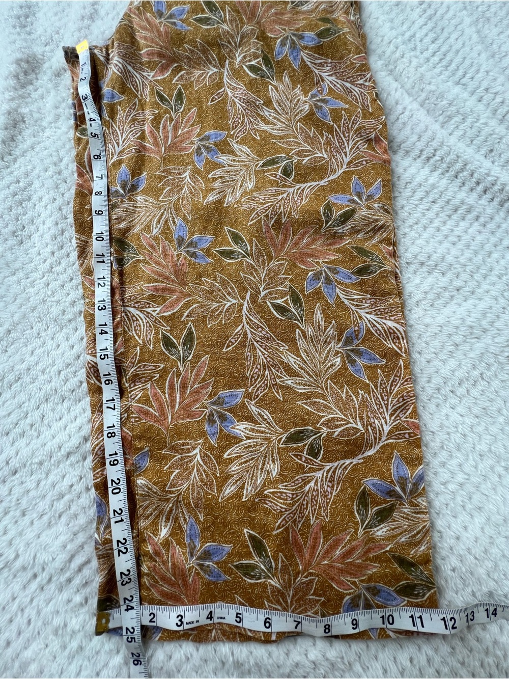 Cynthia Rowley Linen Floral Wide Leg Ankle Pants Mustard Floral Size L - Picture 13 of 14